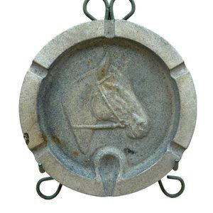 Vintage Handcrafted Cast Aluminum Horse Head Ashtray 9" Patina READ
